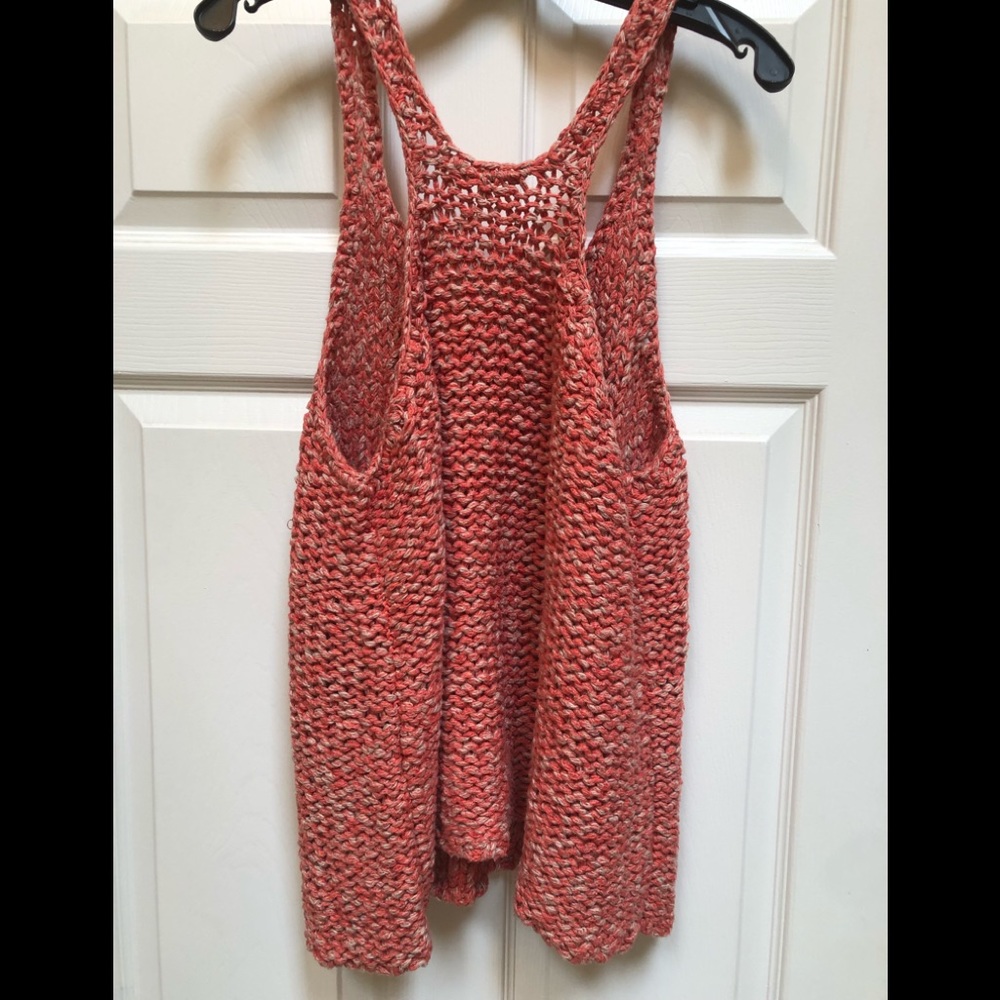 Free People Chunky Knit Racerback Tank in Coral Heather